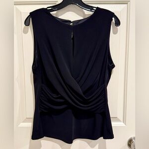 DKNY Black Draped Sleeveless Dress Blouse
